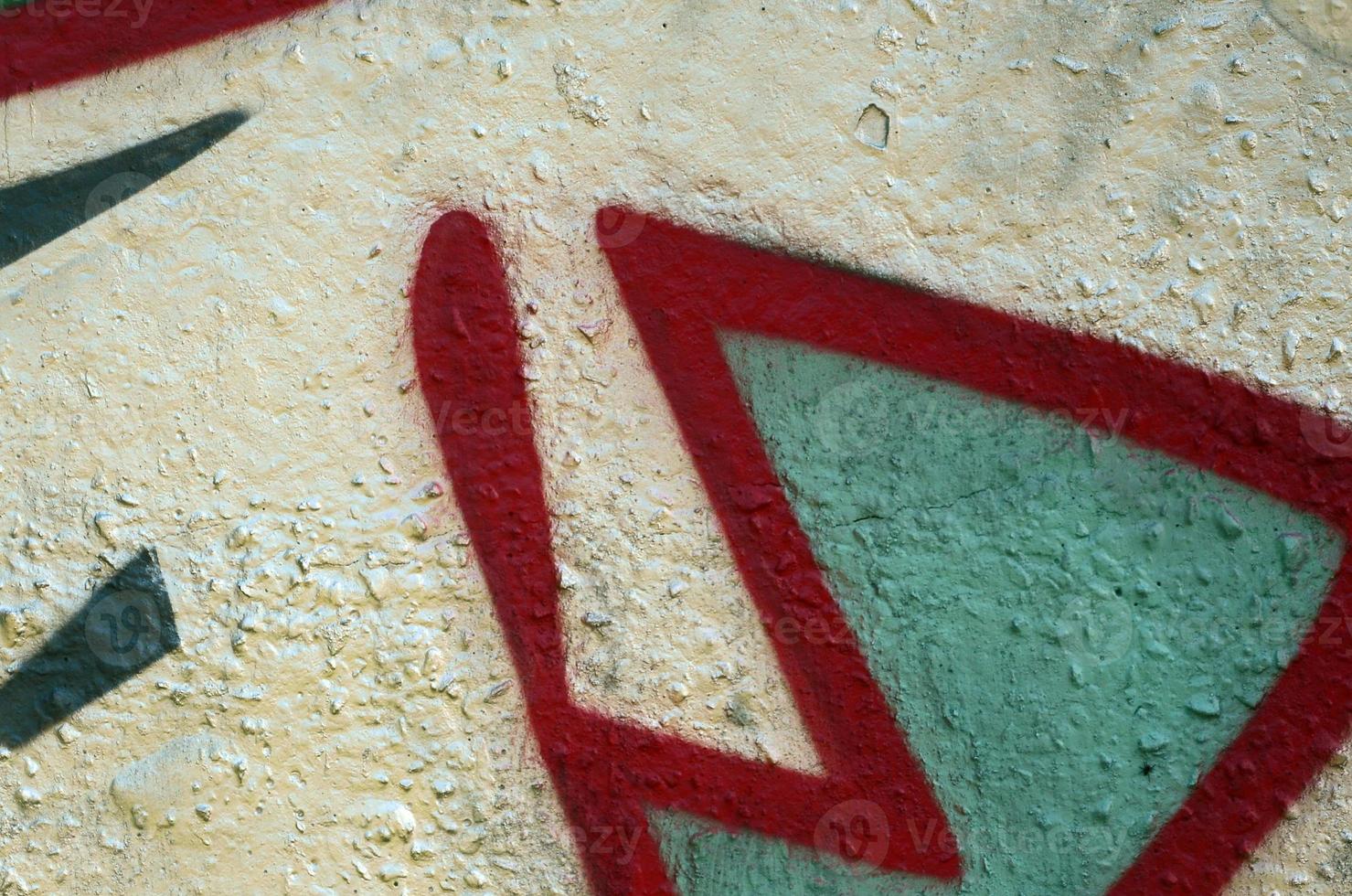 Street art. Abstract background image of a fragment of a colored graffiti painting in chrome and red tones photo