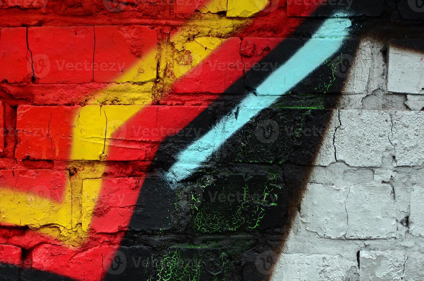 Street art. Abstract background image of a fragment of a colored graffiti painting in chrome and red tones photo