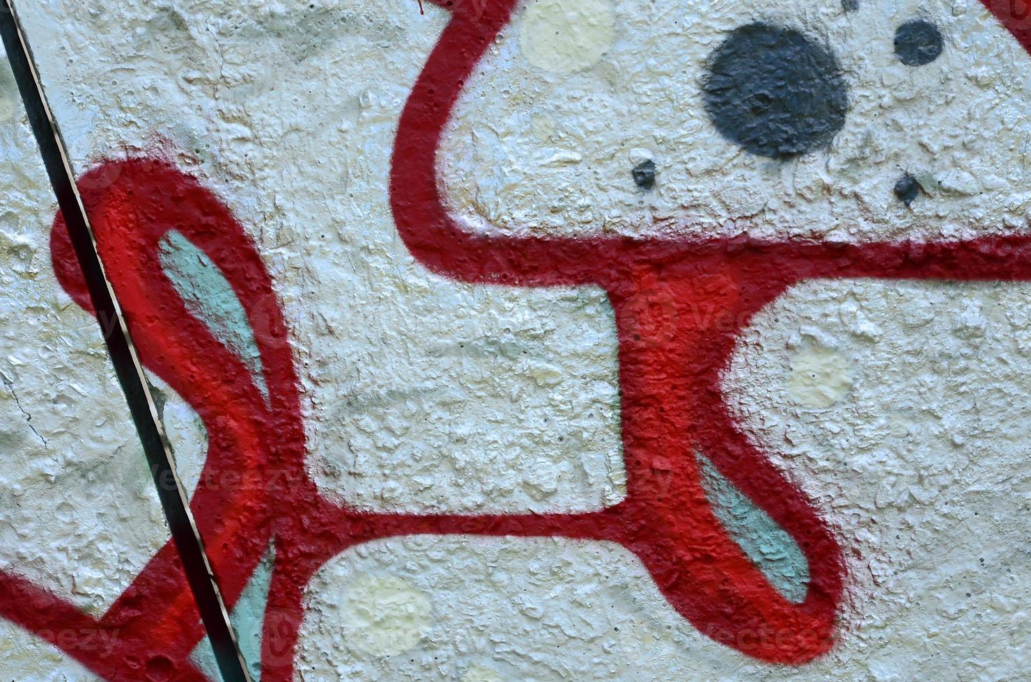 Street art. Abstract background image of a fragment of a colored graffiti painting in chrome and red tones photo