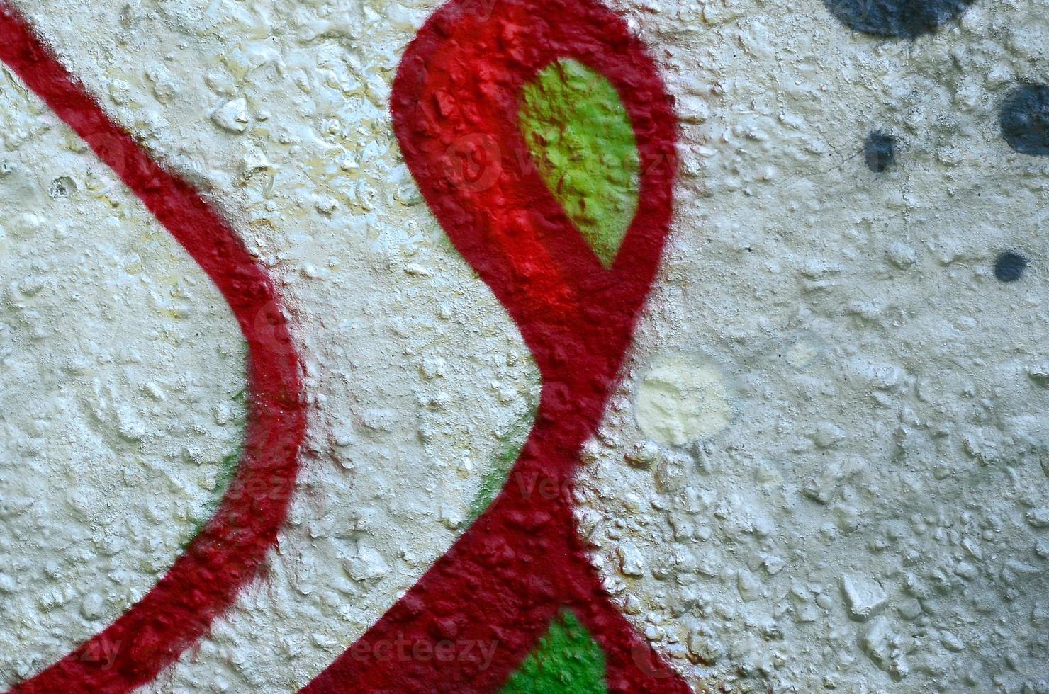 Street art. Abstract background image of a fragment of a colored graffiti painting in chrome and red tones photo