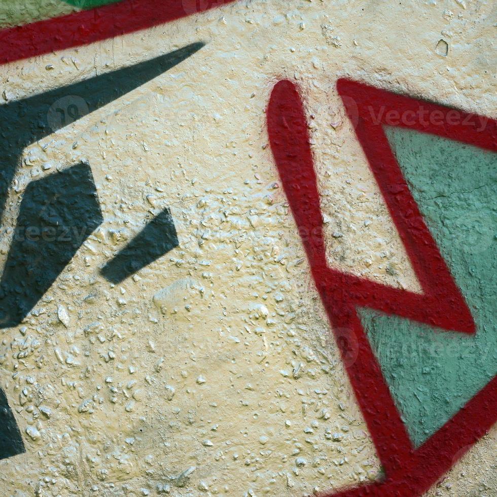 Street art. Abstract background image of a fragment of a colored graffiti painting in chrome and red tones photo