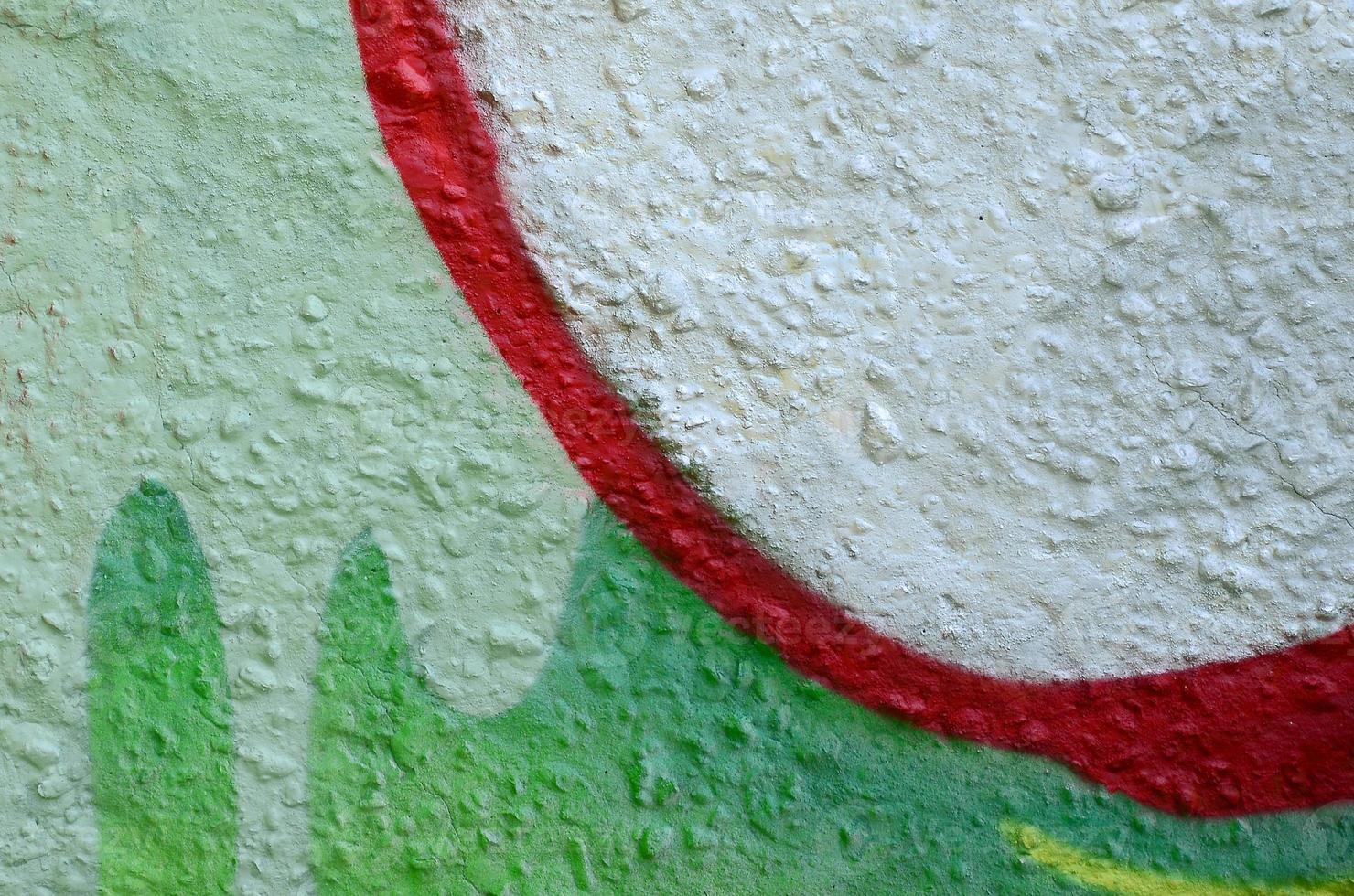 Street art. Abstract background image of a fragment of a colored graffiti painting in chrome and red tones photo