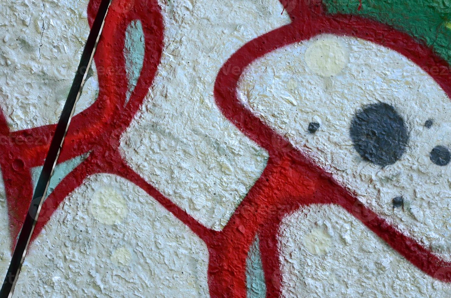 Street art. Abstract background image of a fragment of a colored graffiti painting in chrome and red tones photo