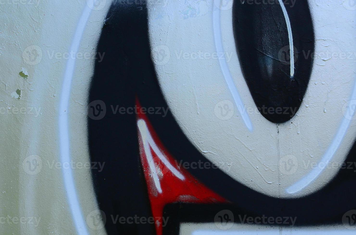 Street art. Abstract background image of a fragment of a colored graffiti painting in chrome and red tones photo