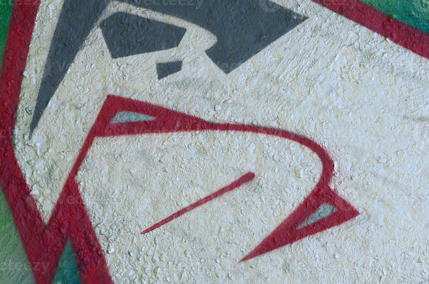 Street art. Abstract background image of a fragment of a colored graffiti painting in chrome and red tones photo