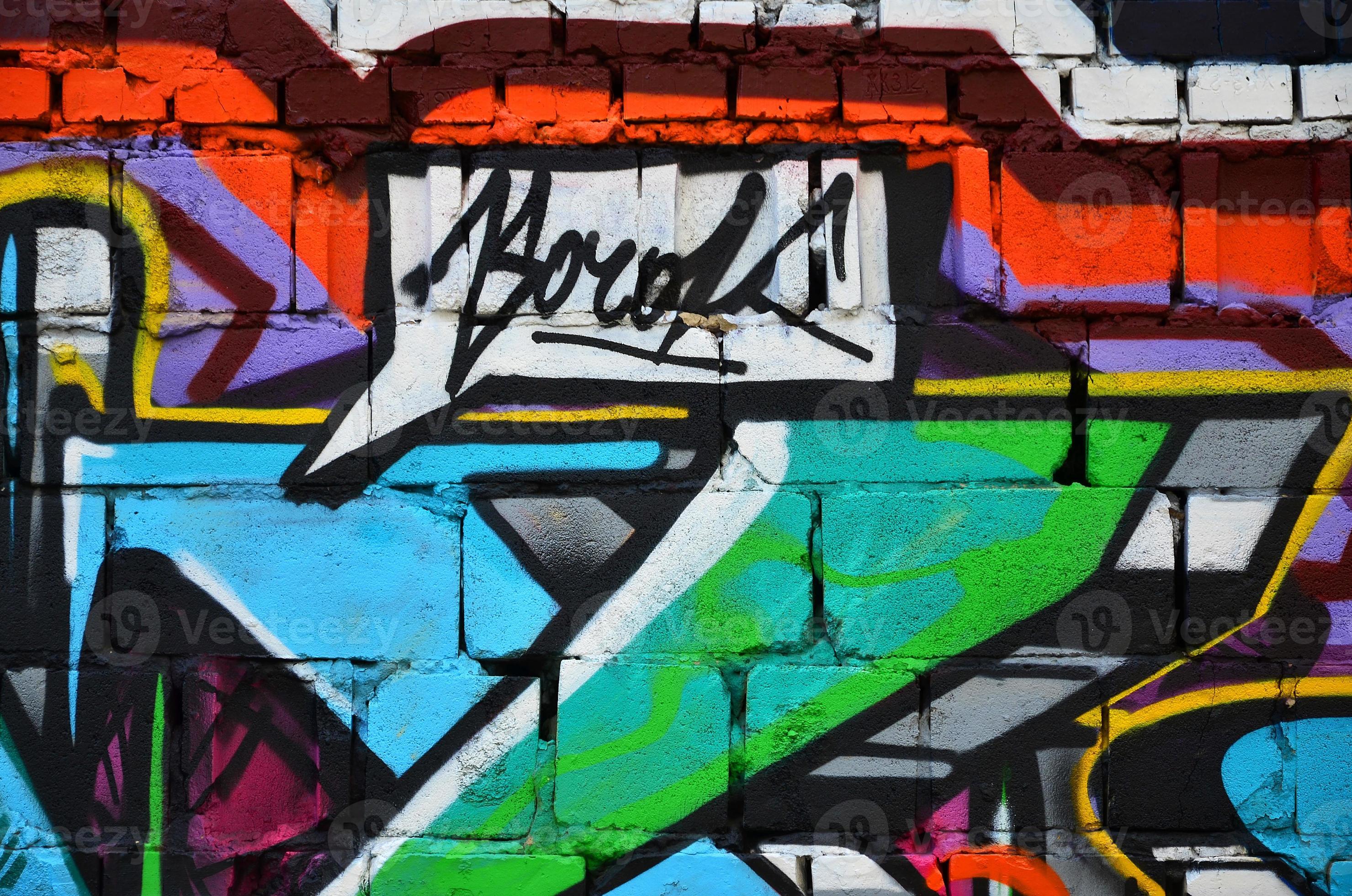 Detailed image of color graffiti drawing. Background street art picture. Part of the colorful