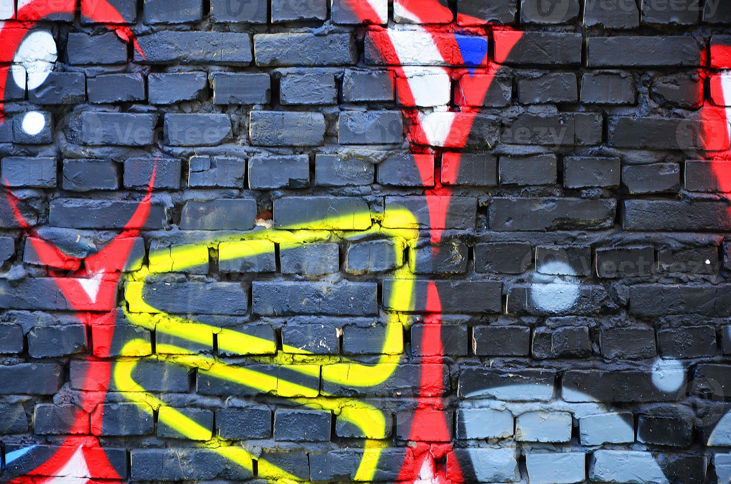 Detailed image of color graffiti drawing. Background street art picture. Part of the colorful