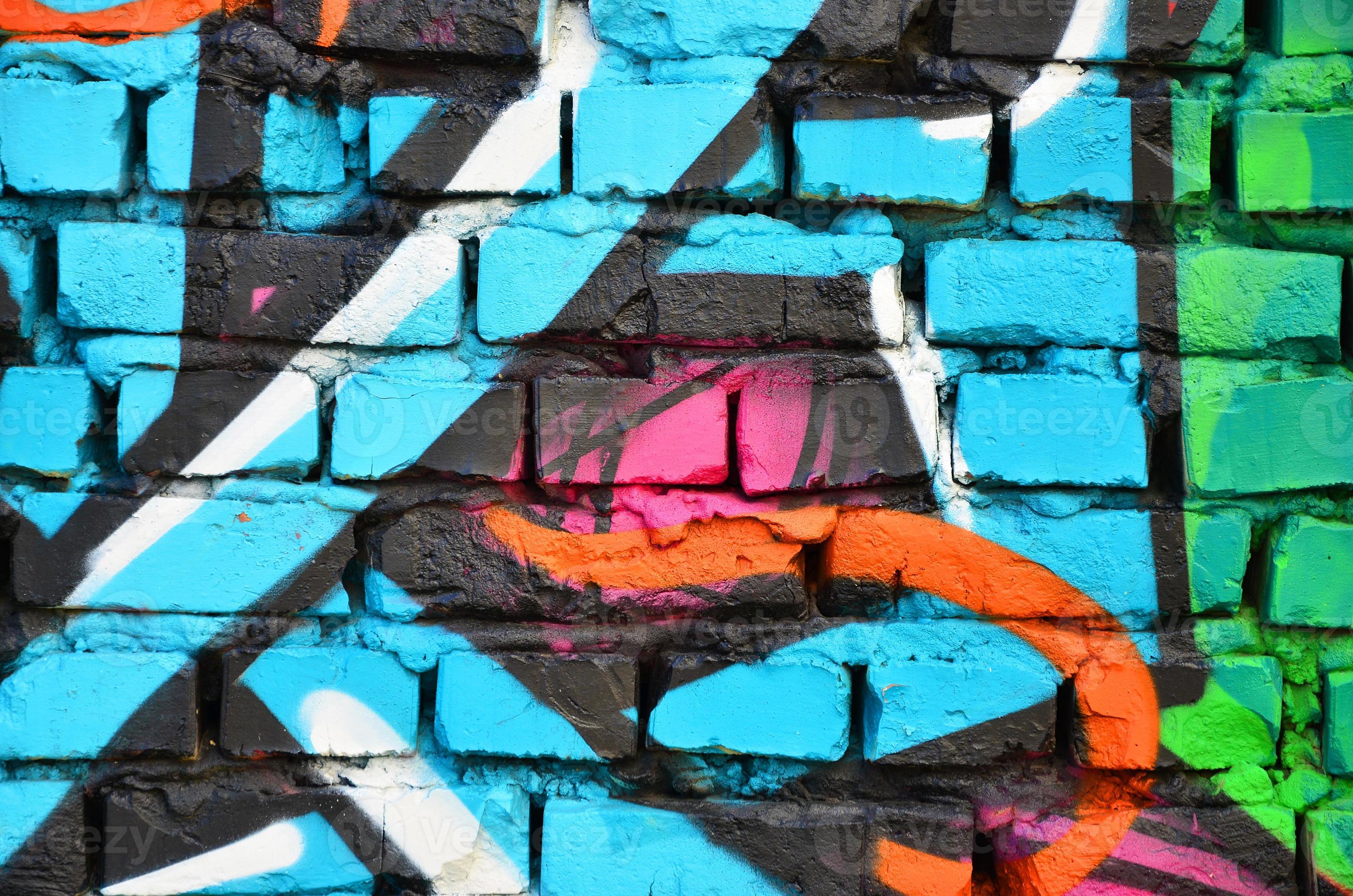 Detailed image of color graffiti drawing. Background street art picture. Part of the colorful