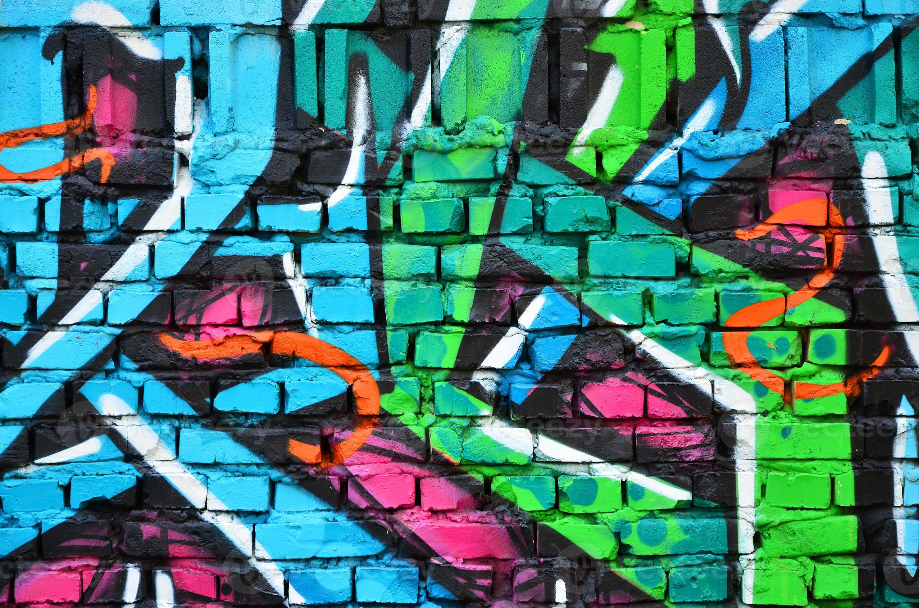 Detailed image of color graffiti drawing. Background street art picture. Part of the colorful