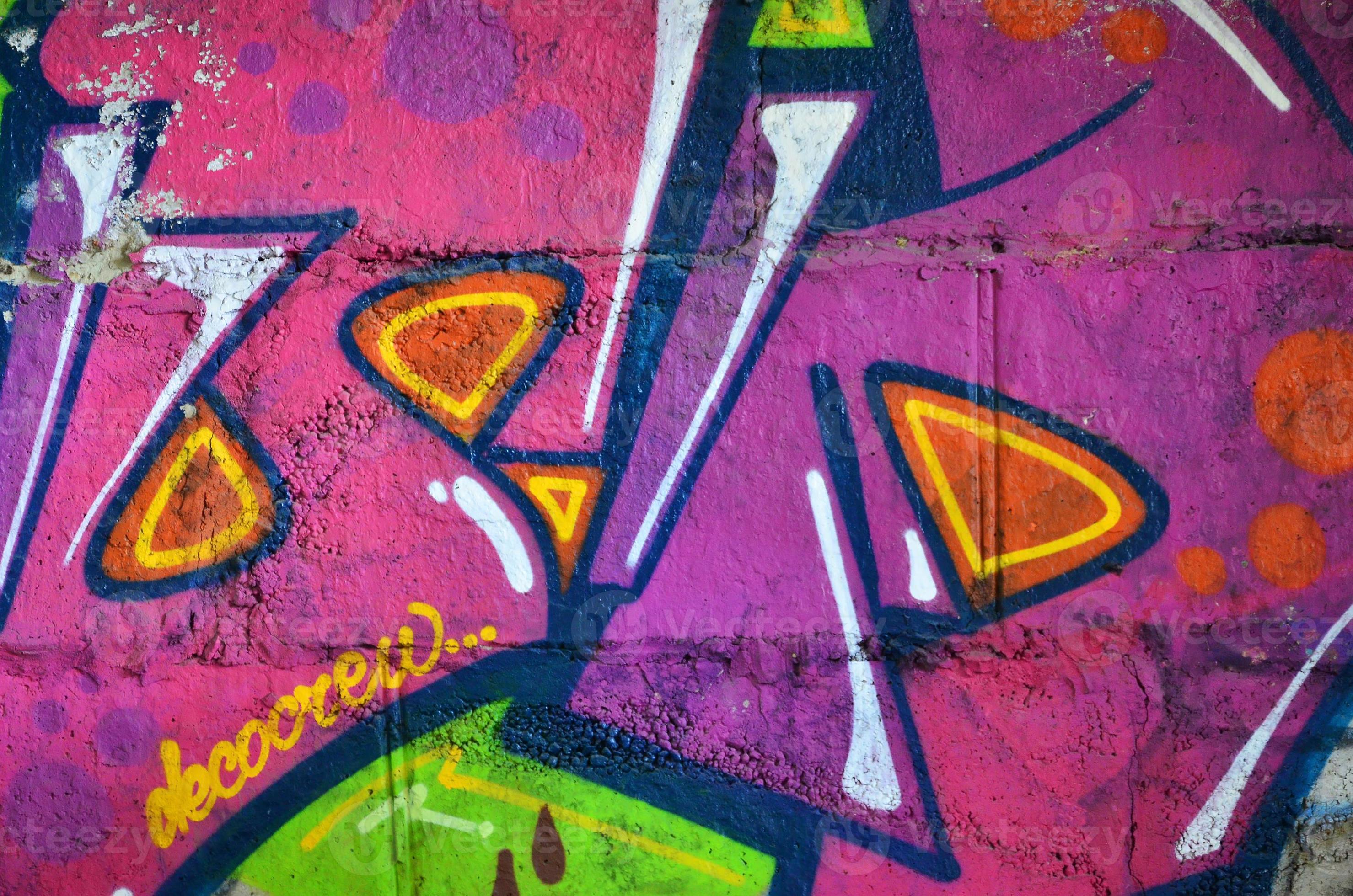 Detailed image of very old and aged color graffiti drawing on the wall