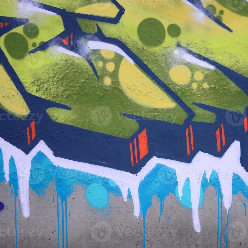 Fragment of colored street art graffiti paintings with contours and