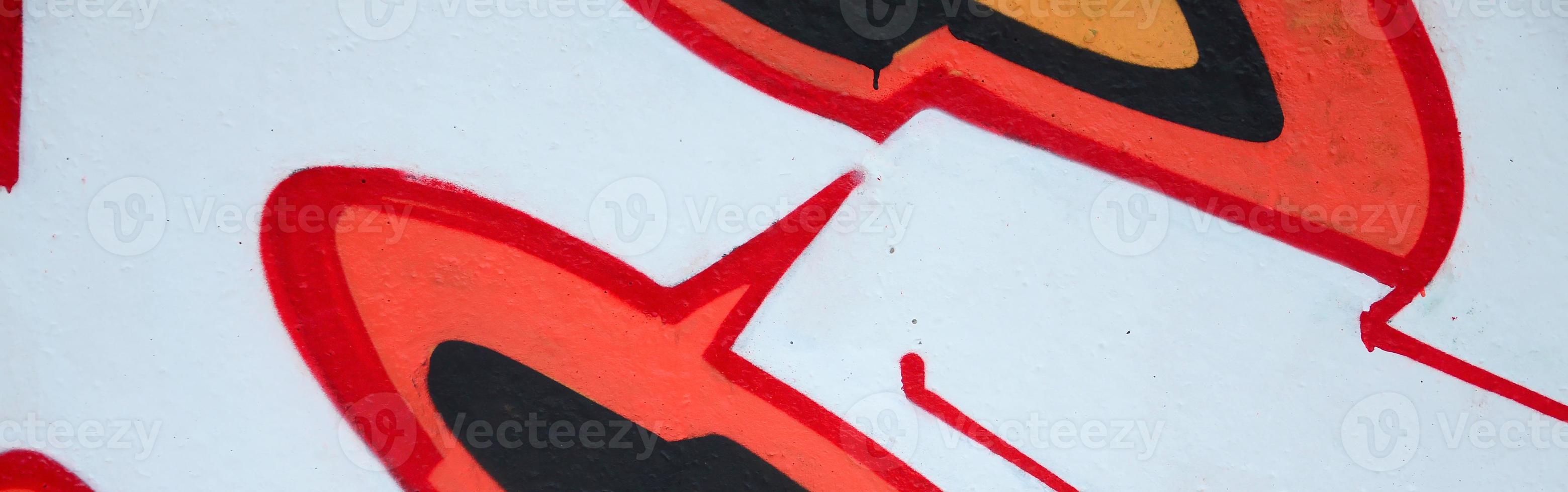 Fragment of colored street art graffiti paintings with contours and shading close up photo