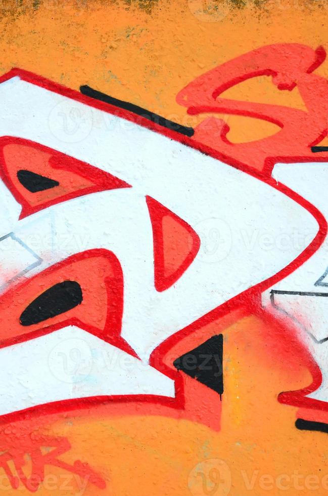 Fragment of colored street art graffiti paintings with contours and shading close up photo