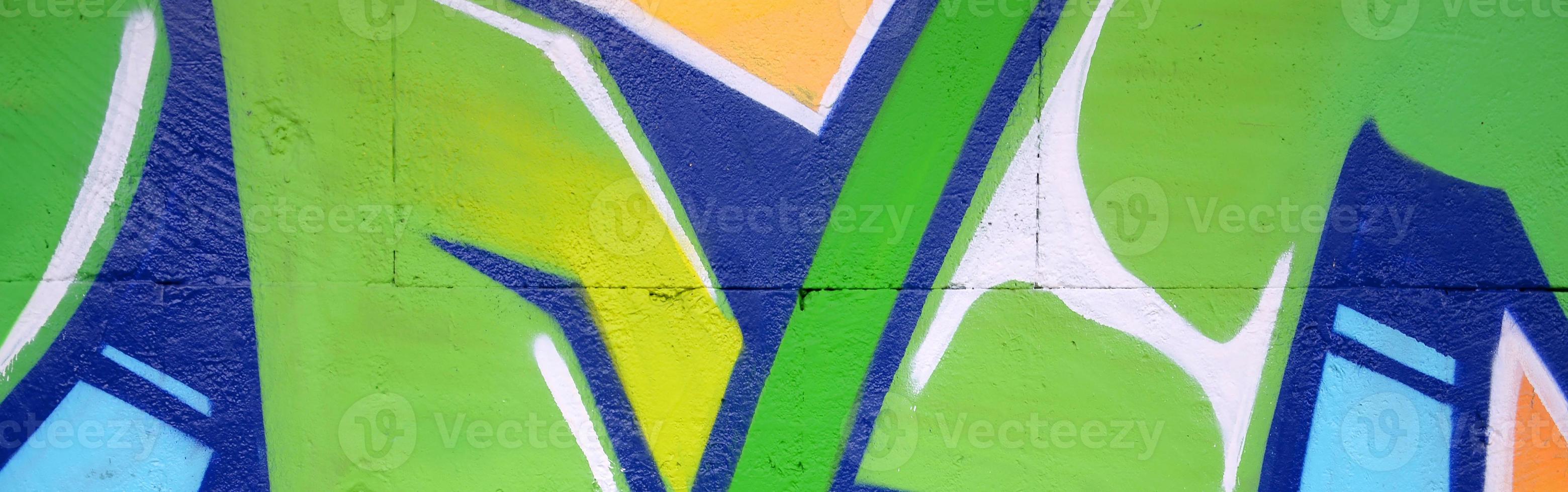 Fragment of colored street art graffiti paintings with contours and shading close up photo