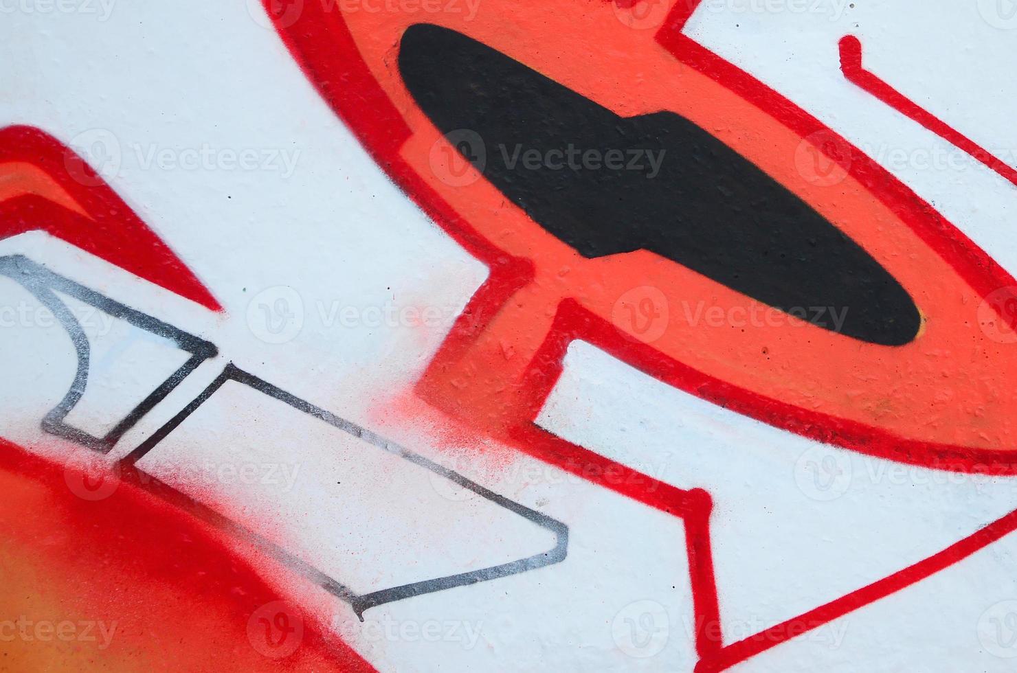 Fragment of colored street art graffiti paintings with contours and shading close up photo