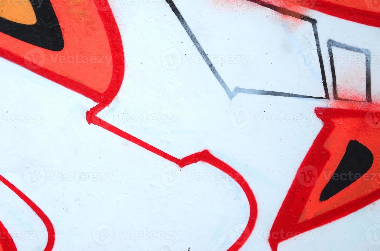 Fragment of colored street art graffiti paintings with contours and shading close up photo