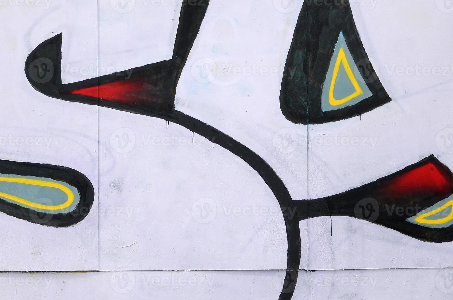 Fragment of colored street art graffiti paintings with contours and shading close up photo