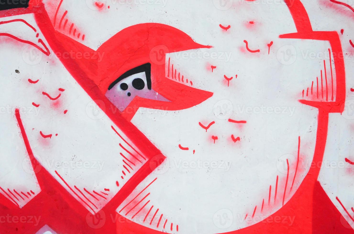Fragment of colored street art graffiti paintings with contours and shading close up photo
