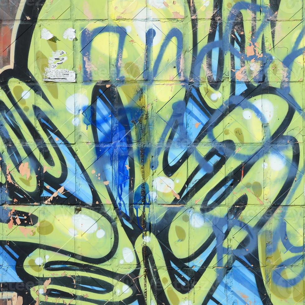 Fragment of colored street art graffiti paintings with contours and