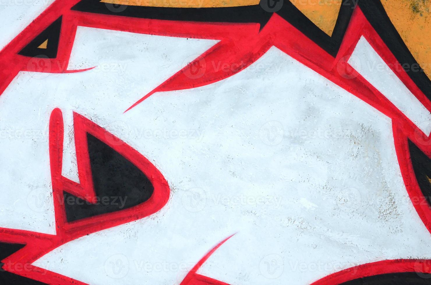 Fragment of colored street art graffiti paintings with contours and shading close up photo