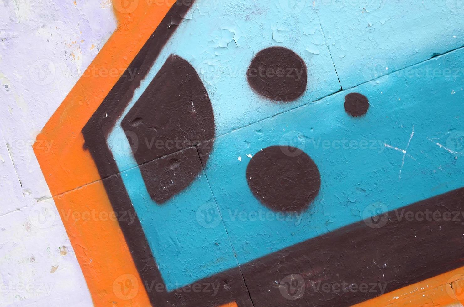 Fragment of colored street art graffiti paintings with contours and shading close up photo