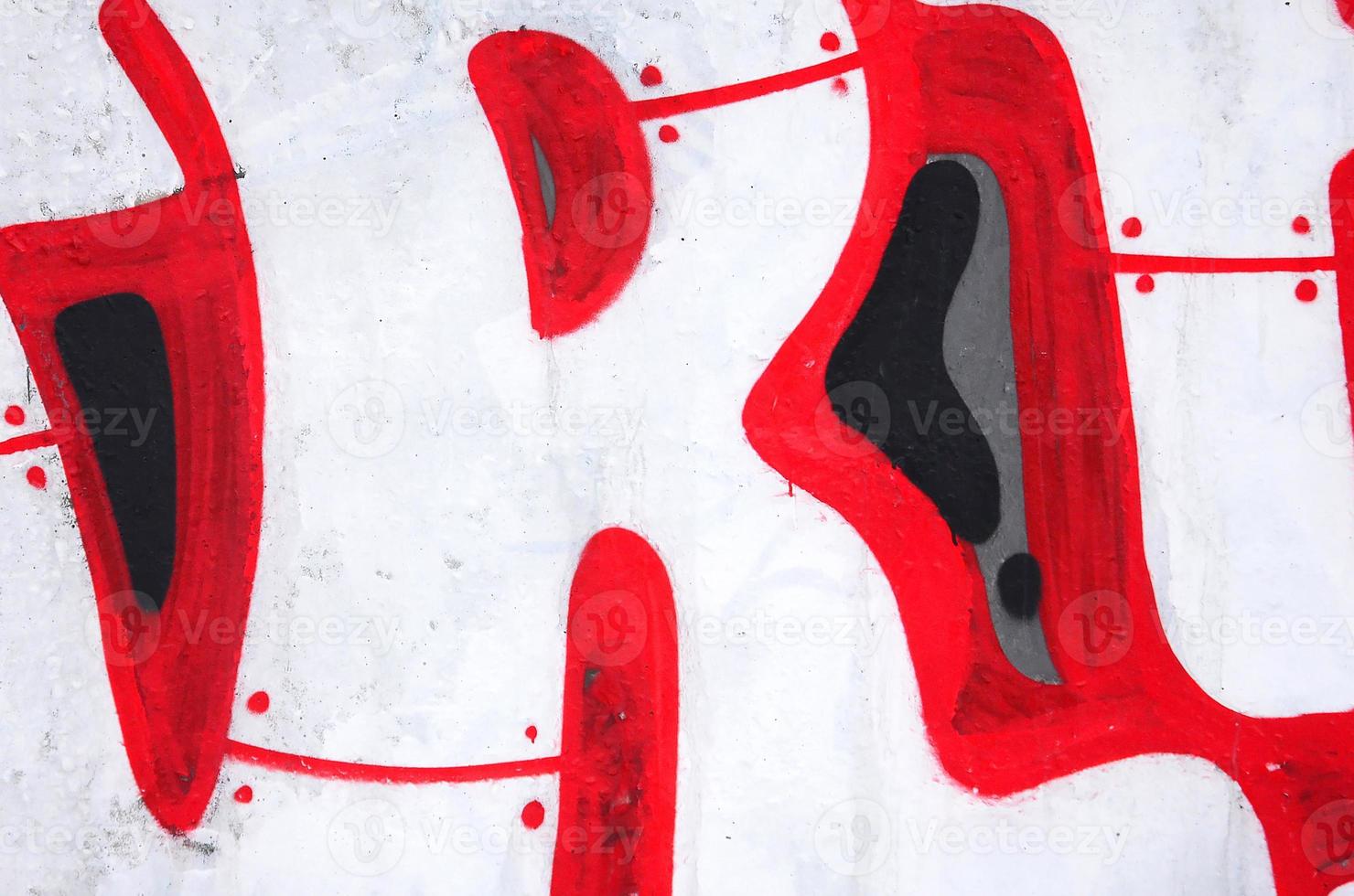 Fragment of colored street art graffiti paintings with contours and shading close up photo