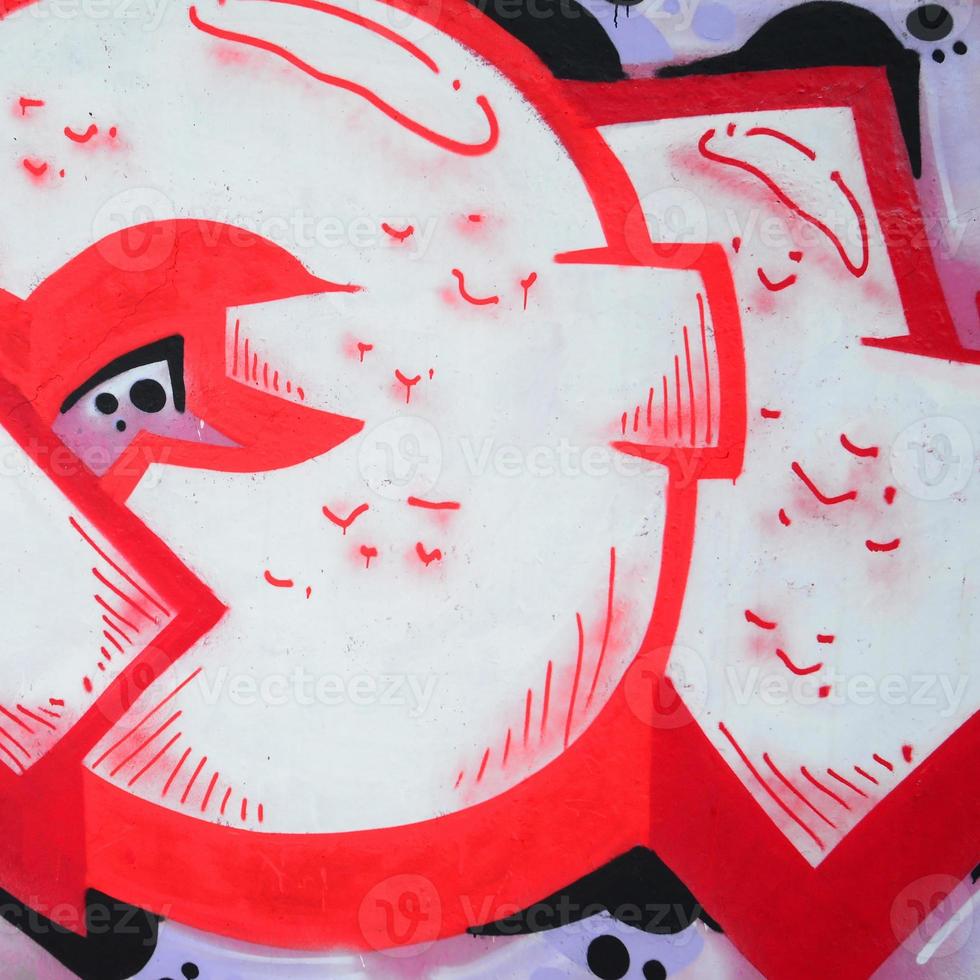 Fragment of colored street art graffiti paintings with contours and shading close up photo