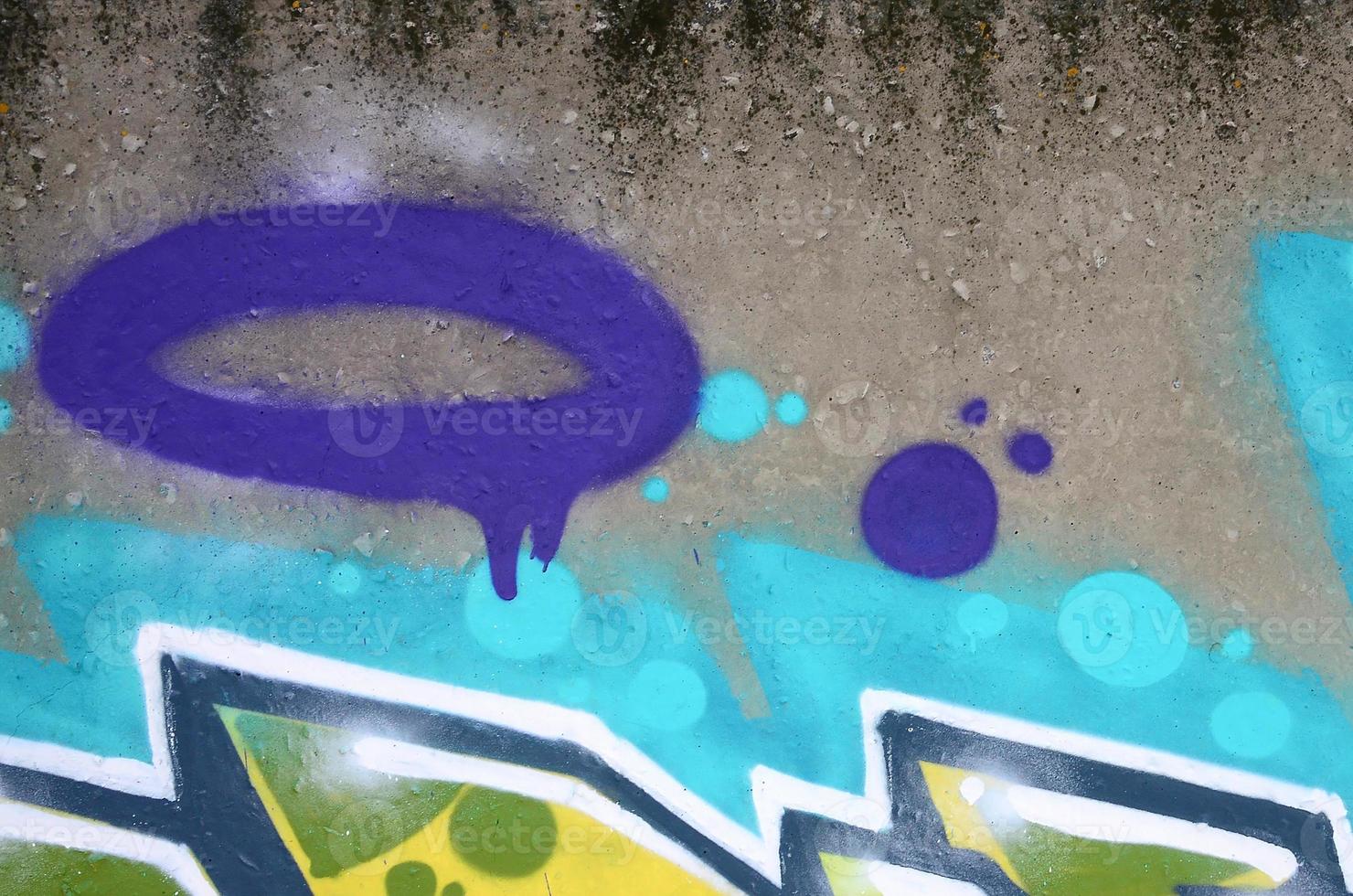 Fragment of colored street art graffiti paintings with contours and shading close up photo