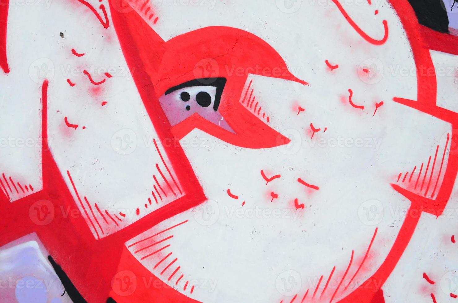 Fragment of colored street art graffiti paintings with contours and shading close up photo