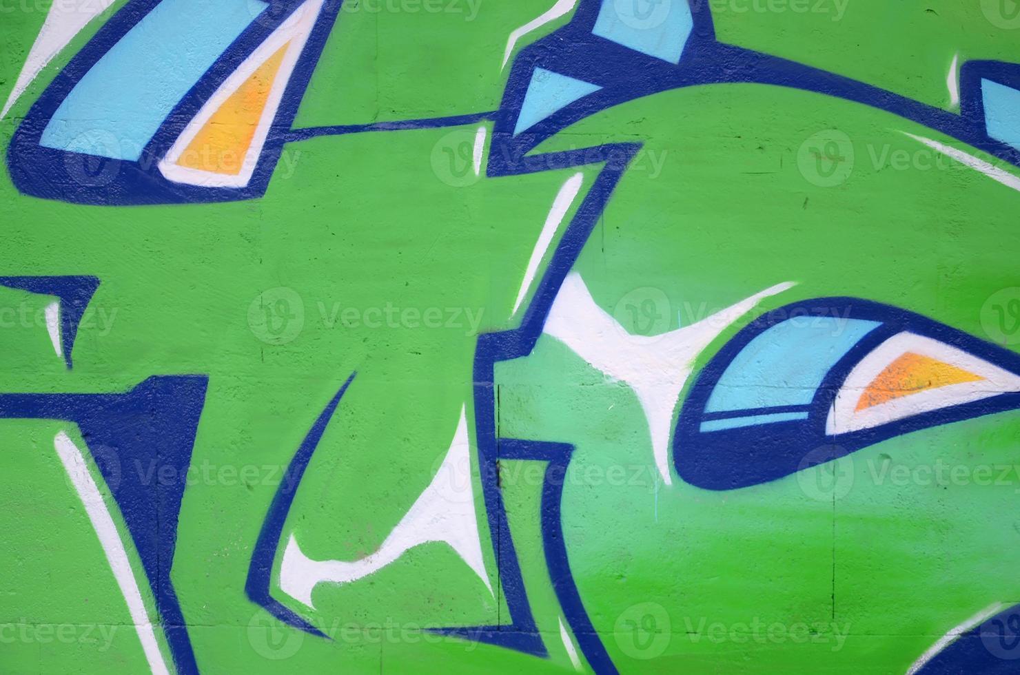 Fragment of colored street art graffiti paintings with contours and shading close up photo