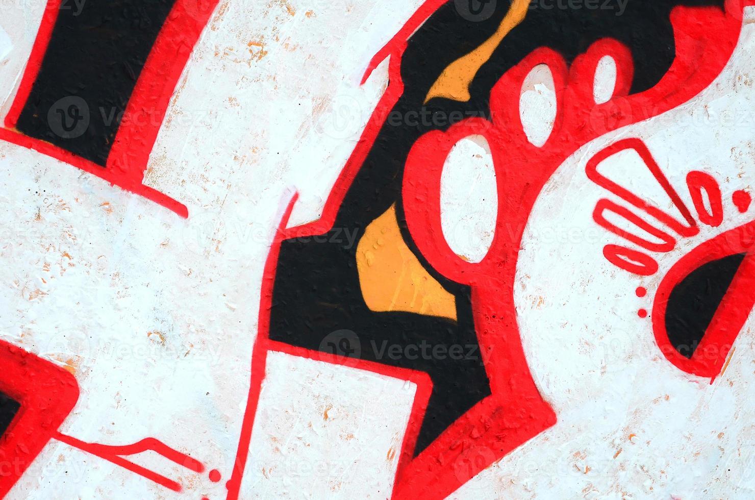 Fragment of colored street art graffiti paintings with contours and shading close up photo