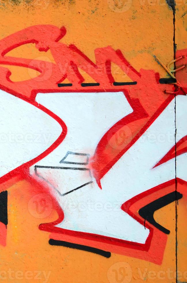 Fragment of colored street art graffiti paintings with contours and shading close up photo