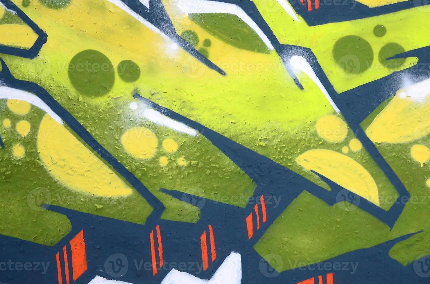 Fragment of colored street art graffiti paintings with contours and