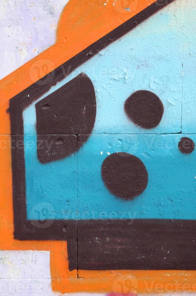 Fragment of colored street art graffiti paintings with contours and shading close up photo