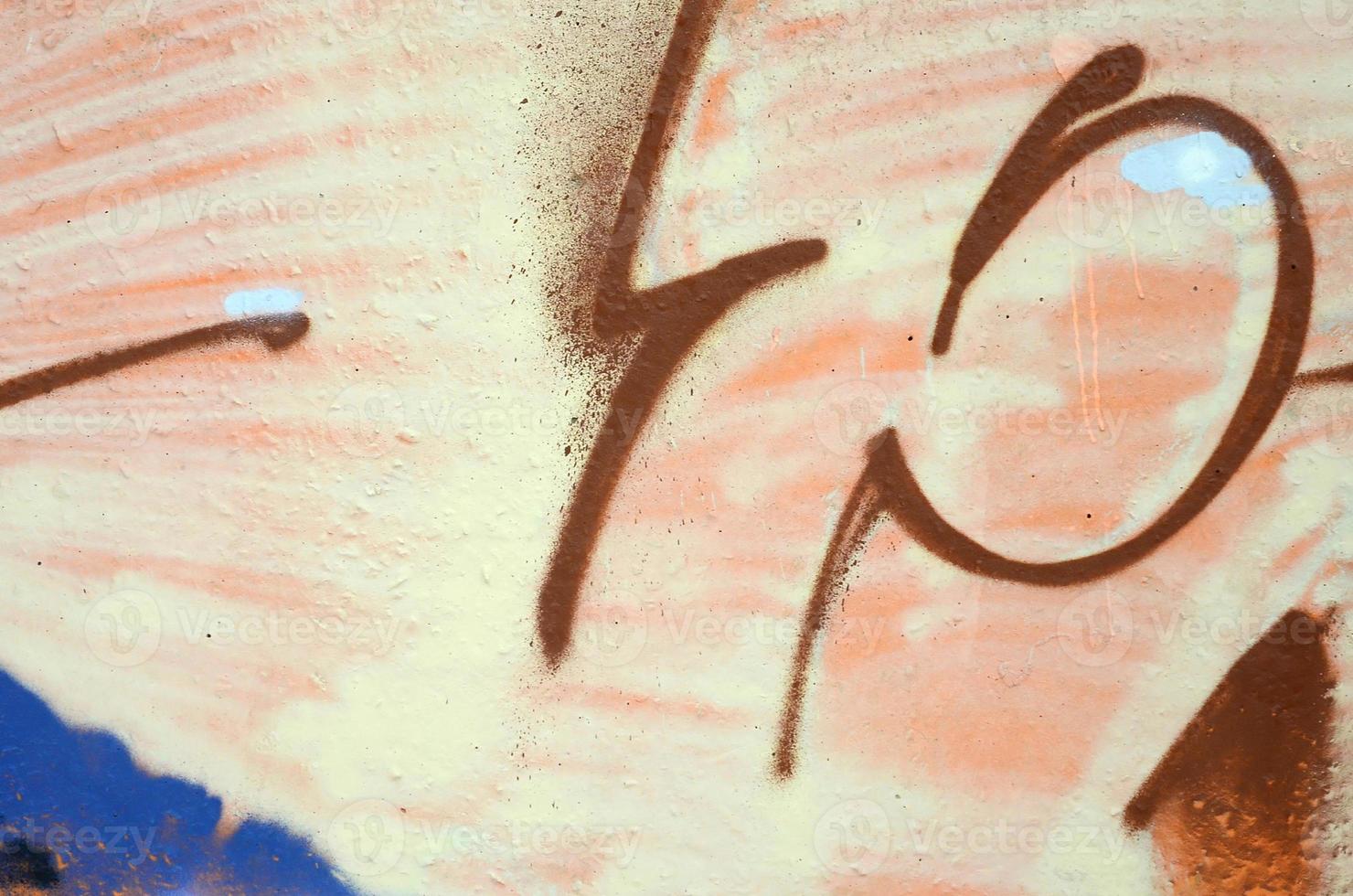 Fragment of colored street art graffiti paintings with contours and shading close up photo