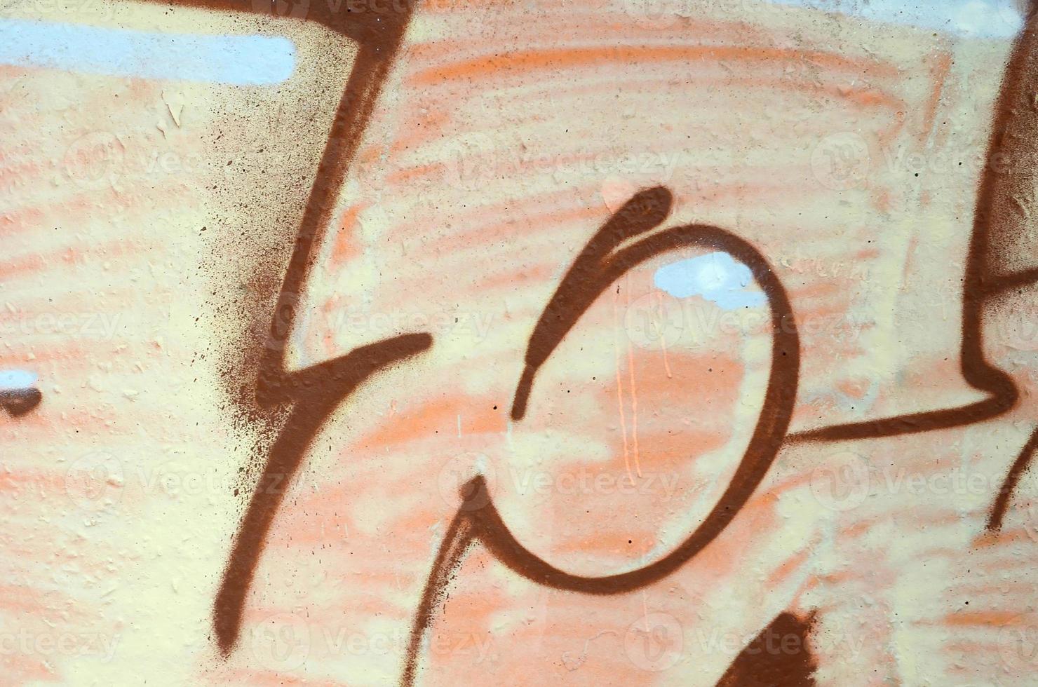 Fragment of colored street art graffiti paintings with contours and shading close up photo