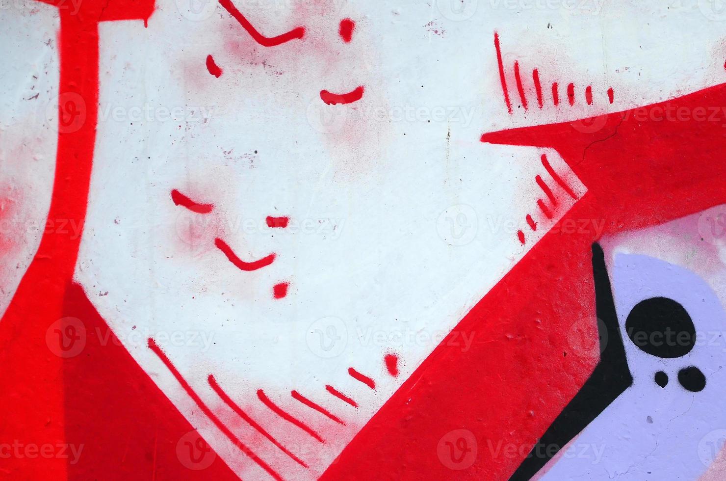 Fragment of colored street art graffiti paintings with contours and shading close up photo