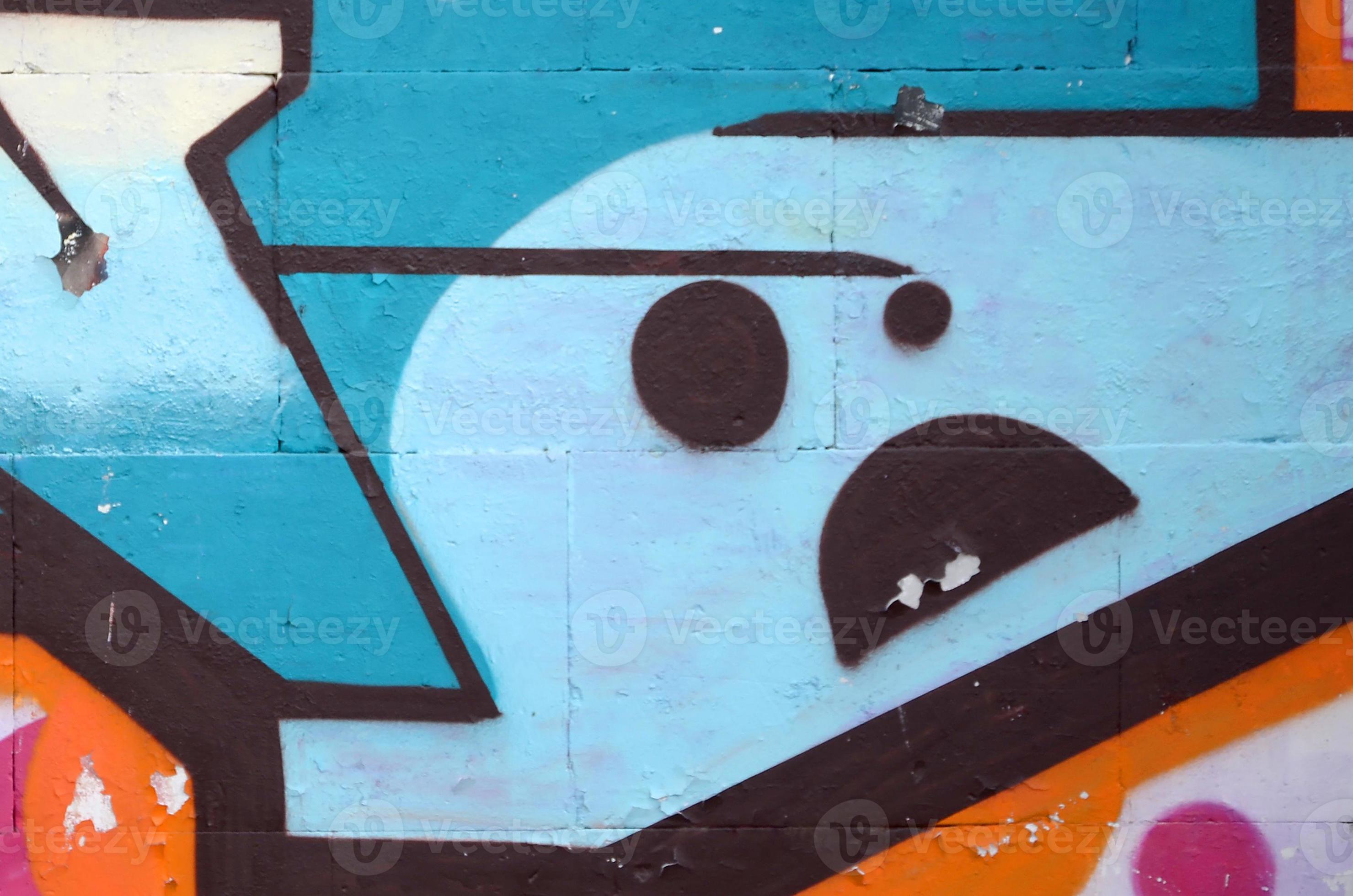 Fragment of colored street art graffiti paintings with contours and