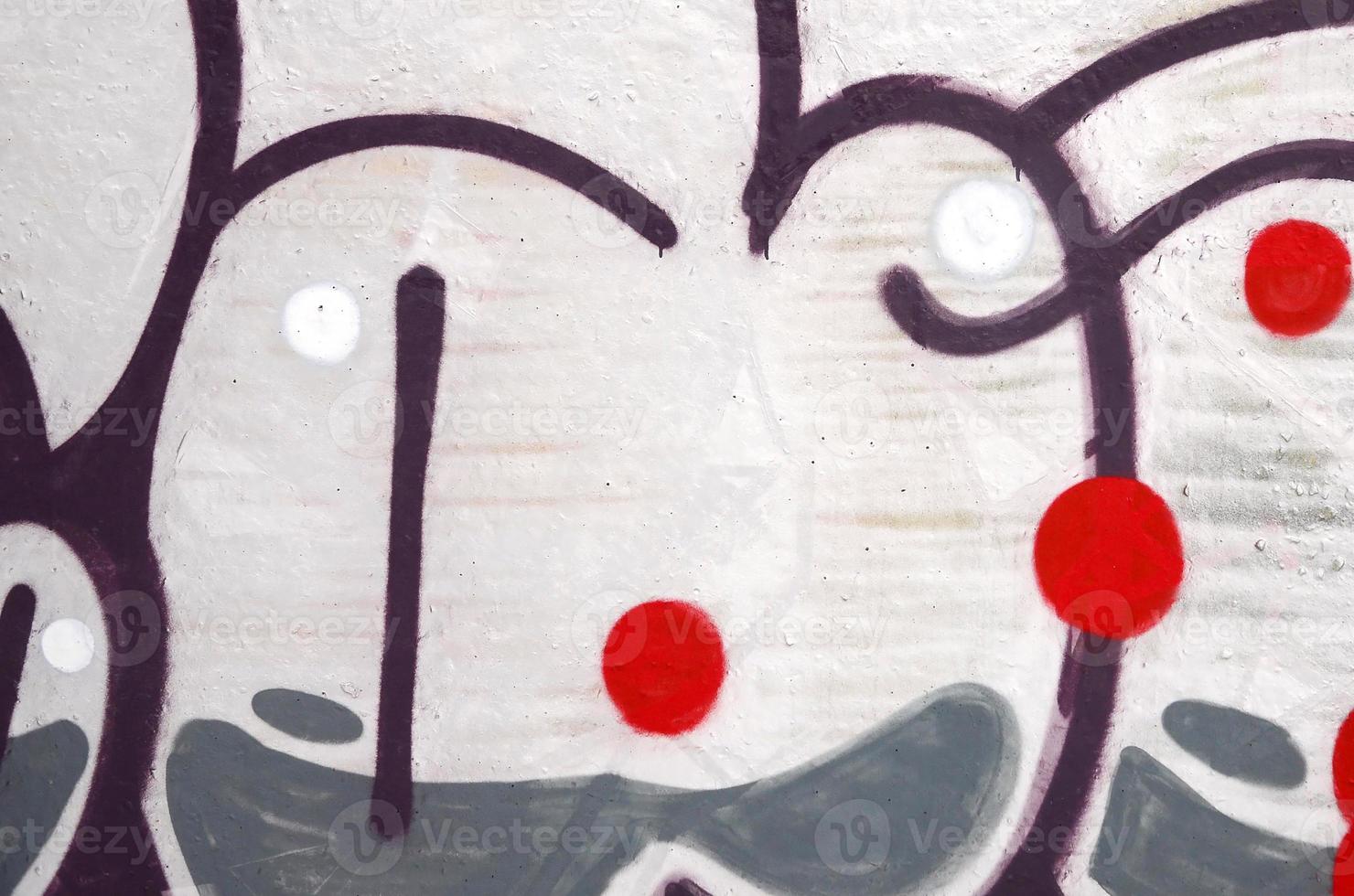 Fragment of colored street art graffiti paintings with contours and shading close up photo