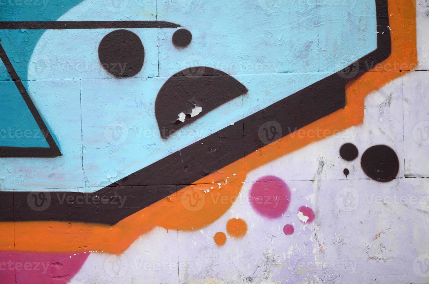 Fragment of colored street art graffiti paintings with contours and