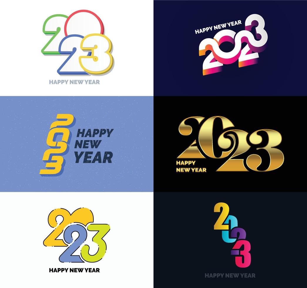 Big Collection of 2023 Happy New Year symbols Cover of business diary for 2023 with wishes vector