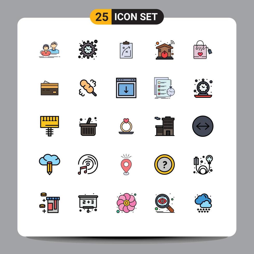 25 Thematic Vector Filled line Flat Colors and Editable Symbols of wifi home plan automation economics Editable Vector Design Elements