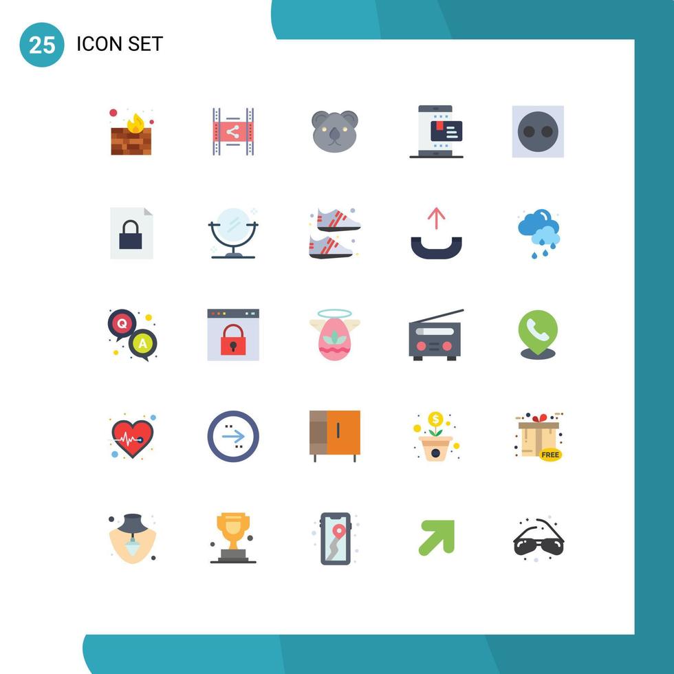 conjunto moderno de 25 colores planos pictograma de compras pago animal en línea sydney elementos de diseño vectorial editables vector