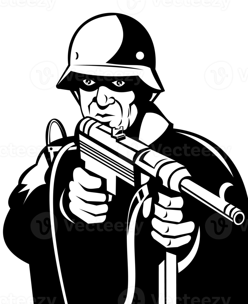 soldado alemán de la segunda guerra mundial apuntando con un arma