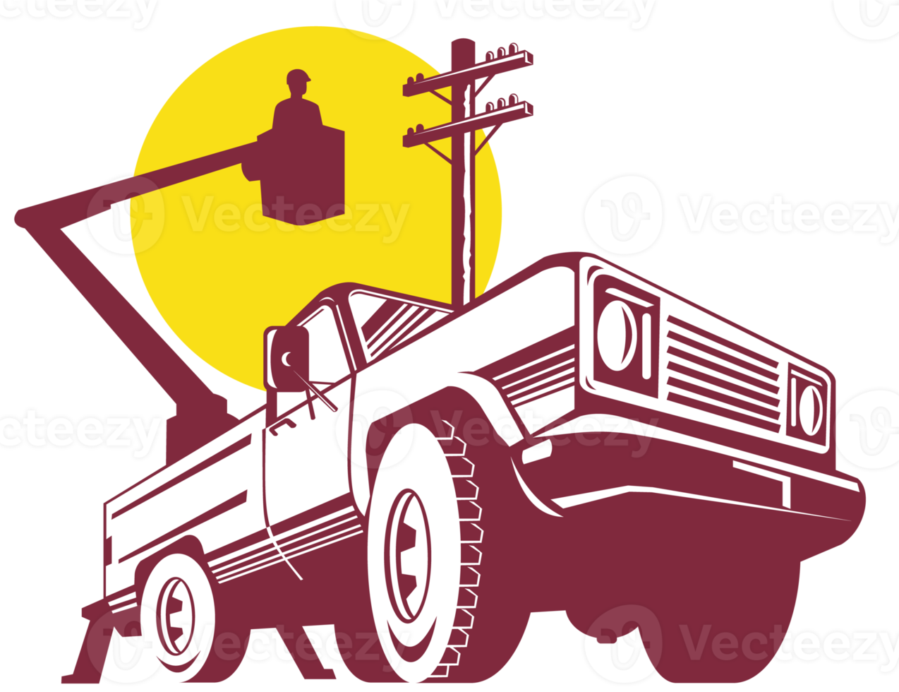 bucket pick-up truck with cherry picker png