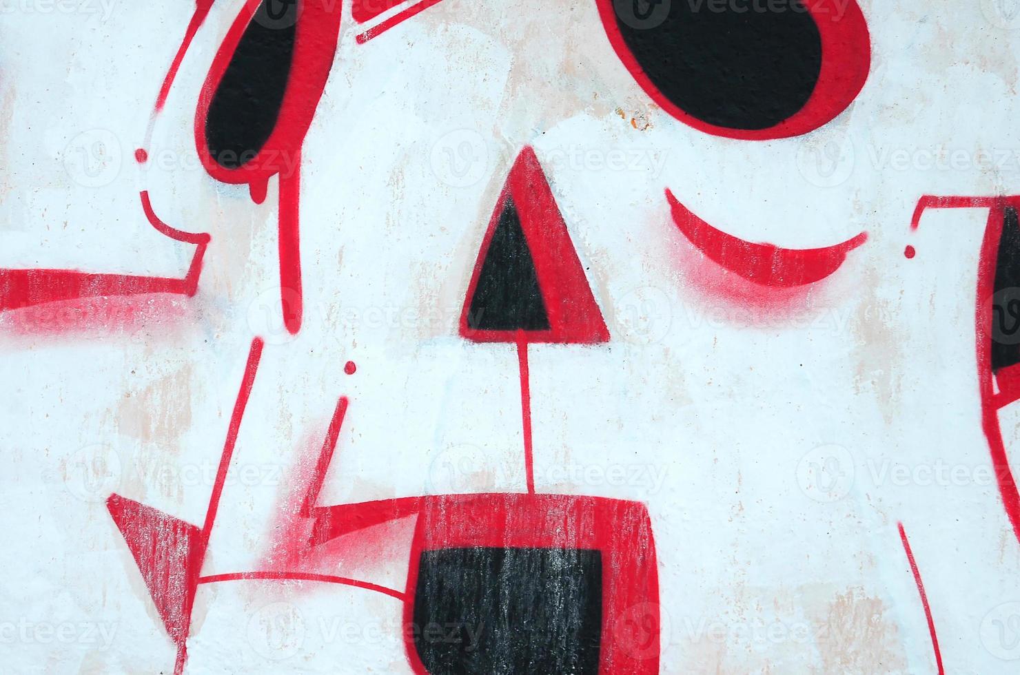 Fragment of colored street art graffiti paintings with contours and shading close up photo