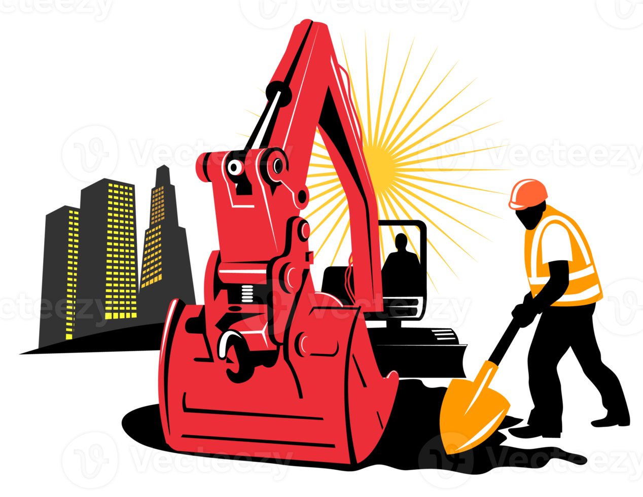 construction digger mechanical excavator png