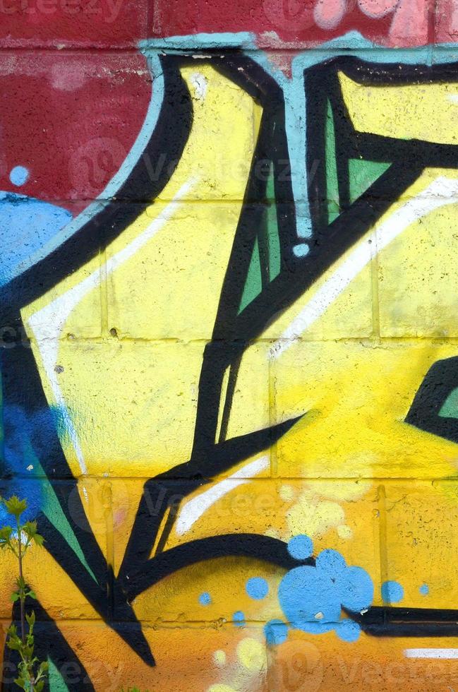 Fragment of colored street art graffiti paintings with contours and