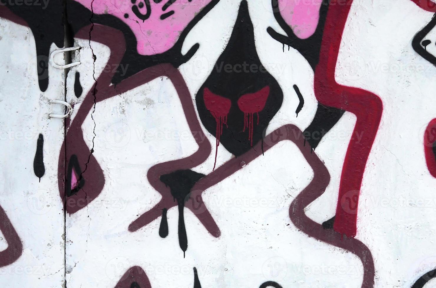 Fragment of colored street art graffiti paintings with contours and shading close up photo