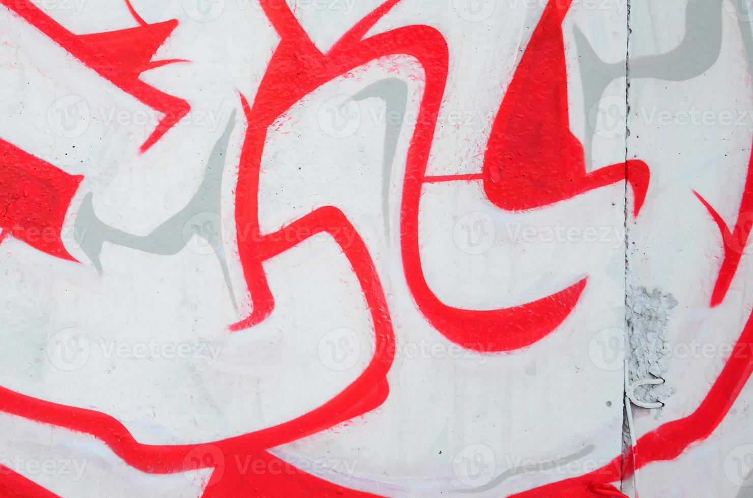 Fragment of colored street art graffiti paintings with contours and shading close up photo